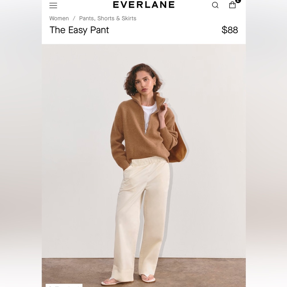 Everlane NWT Easy Pant/Cream
